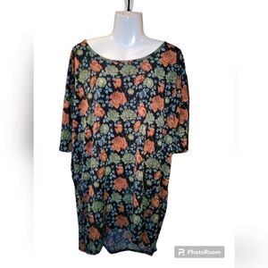 lularoe Irma high low floral knit top size medium black blue orange green